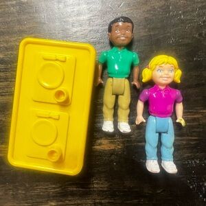 Vintage Playskool dolls with lunch table